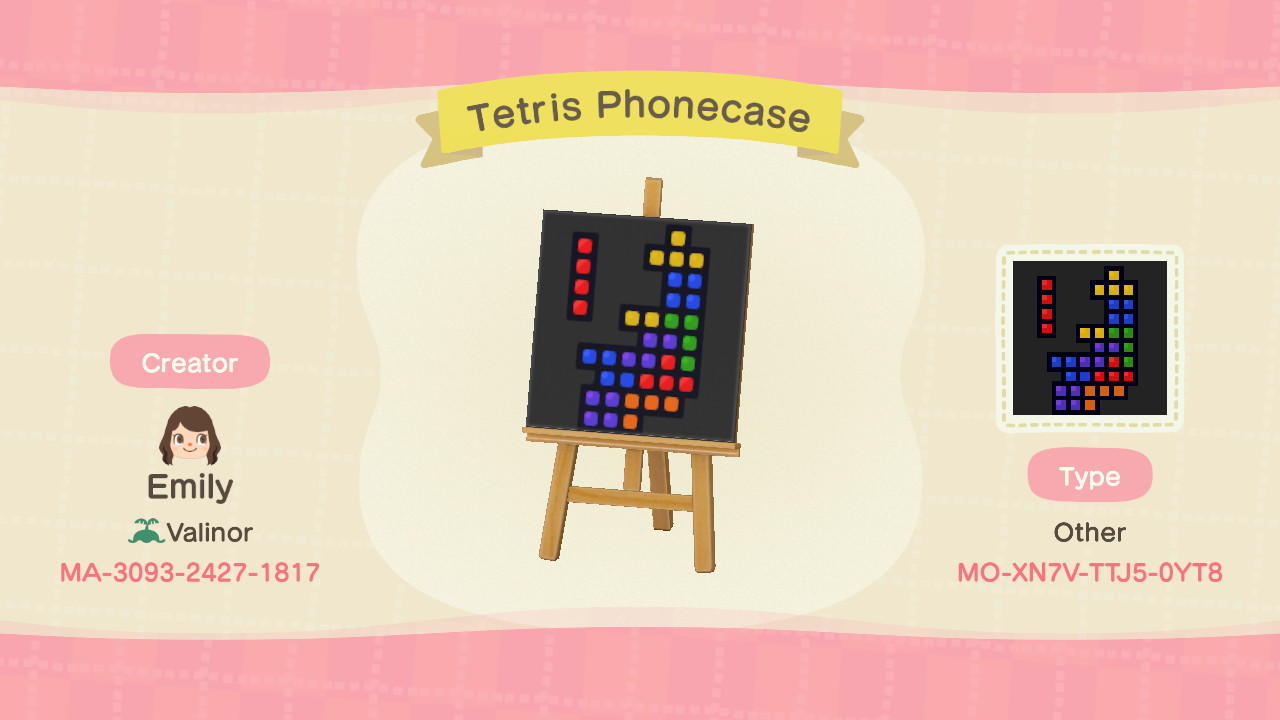Animal Crossing Design Code: MO-XN7V-TTJ5-0YT8 Tetris Phonecase