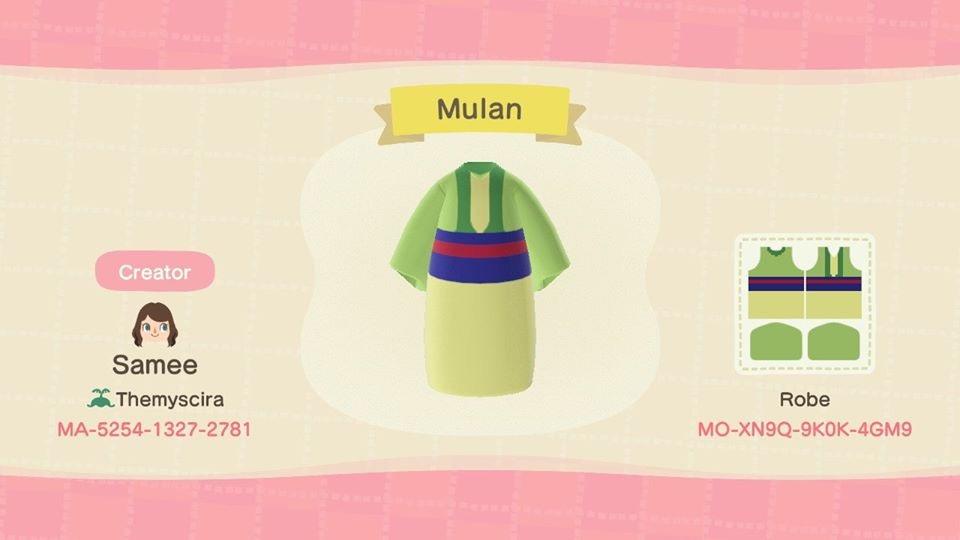 Animal Crossing Design Code: MO-XN9Q-9K0K-4GM9 Mulan