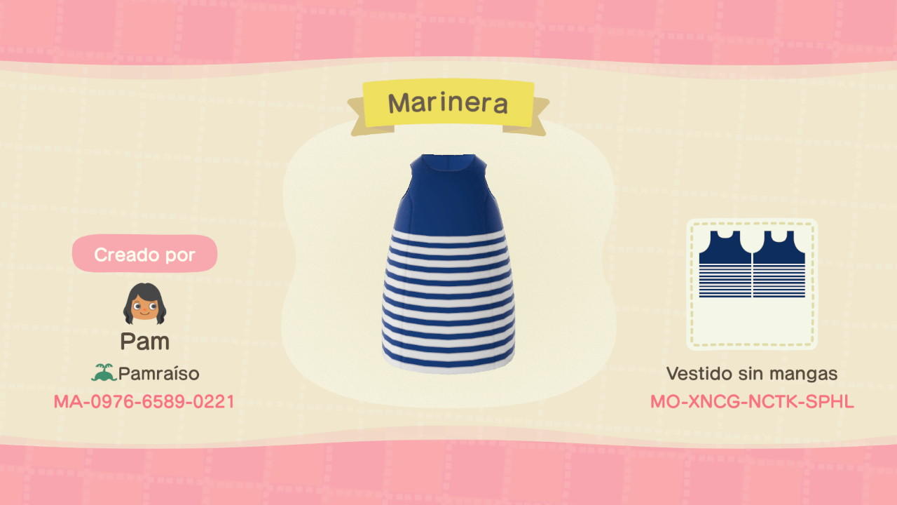 Animal Crossing Design Code: MO-XNCG-NCTK-SPHL Marinera