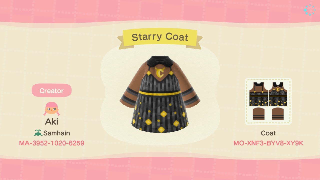 Animal Crossing Design Code: MO-XNF3-BYV8-XY9K Starry Coat