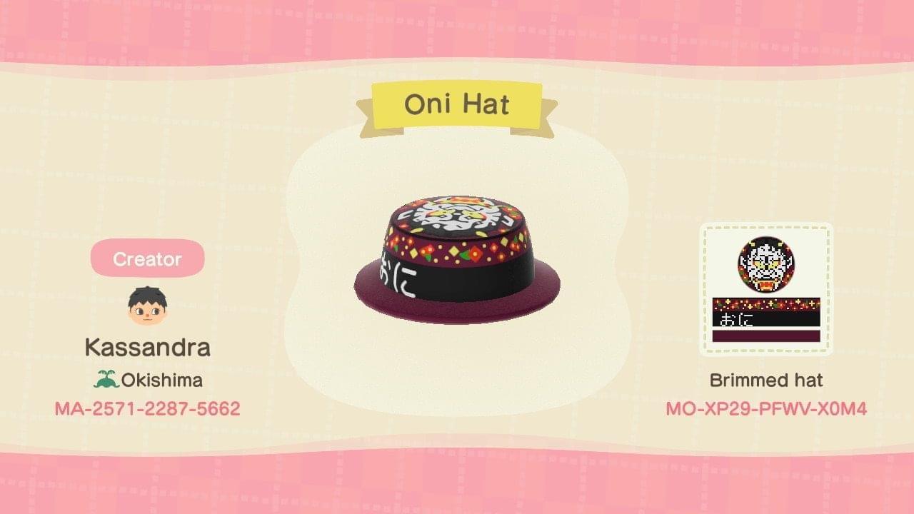Animal Crossing Design Code: MO-XP29-PFWV-X0M4 Oni Hat