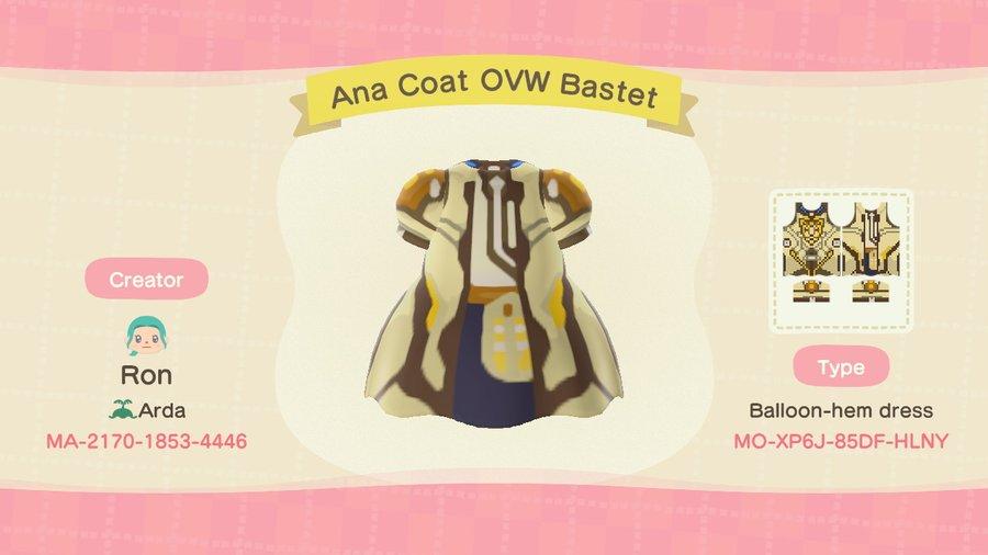 Animal Crossing Design Code: MO-XP6J-85DF-HLNY Ana Coat OVW Bastet