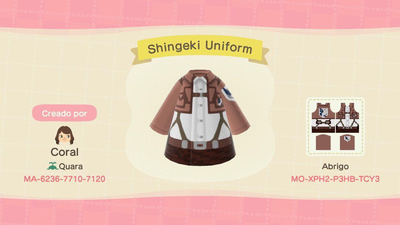Animal Crossing Design Code: MO-XPH2-P3HB-TCY3 Shingeki Uniform