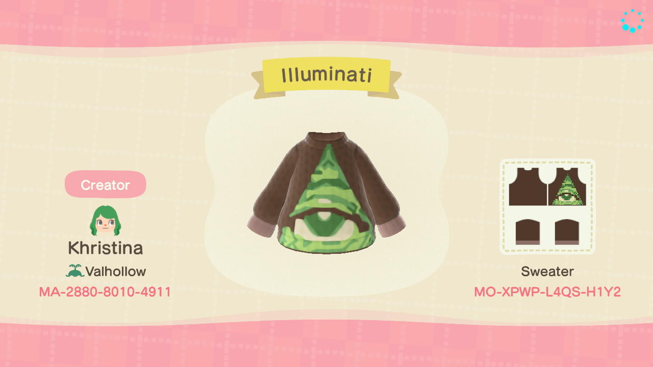 Animal Crossing Design Code: MO-XPWP-L4QS-H1Y2 Illuminati