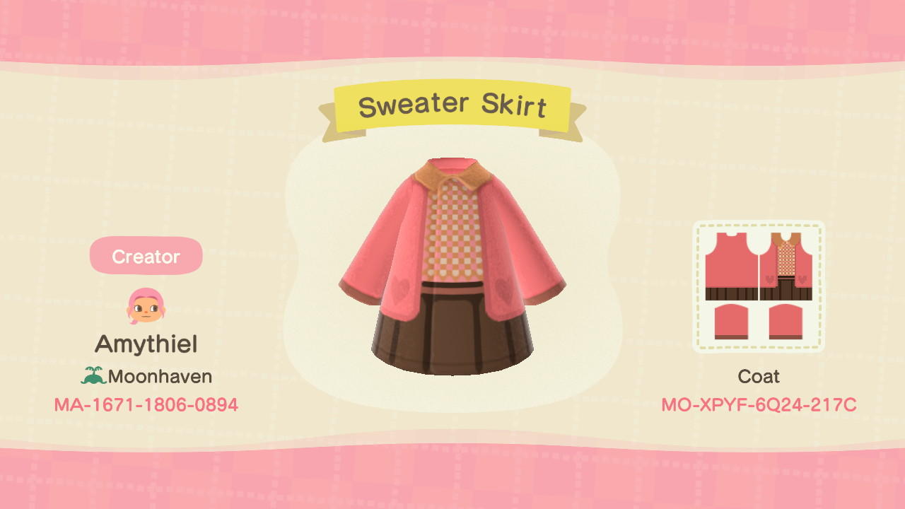 Animal Crossing Design Code: MO-XPYF-6Q24-217C Sweater Skirt