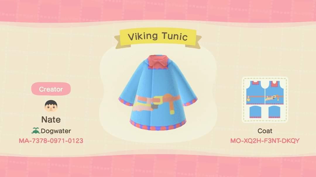 Animal Crossing Design Code: MO-XQ2H-F3NT-DKQY Viking Tunic