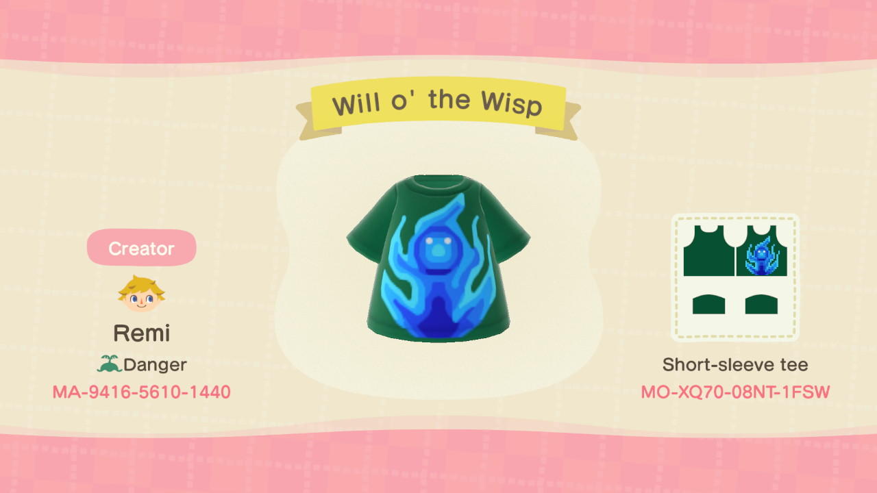 Animal Crossing Design Code: MO-XQ70-08NT-1FSW Will o&#39; the Wisp