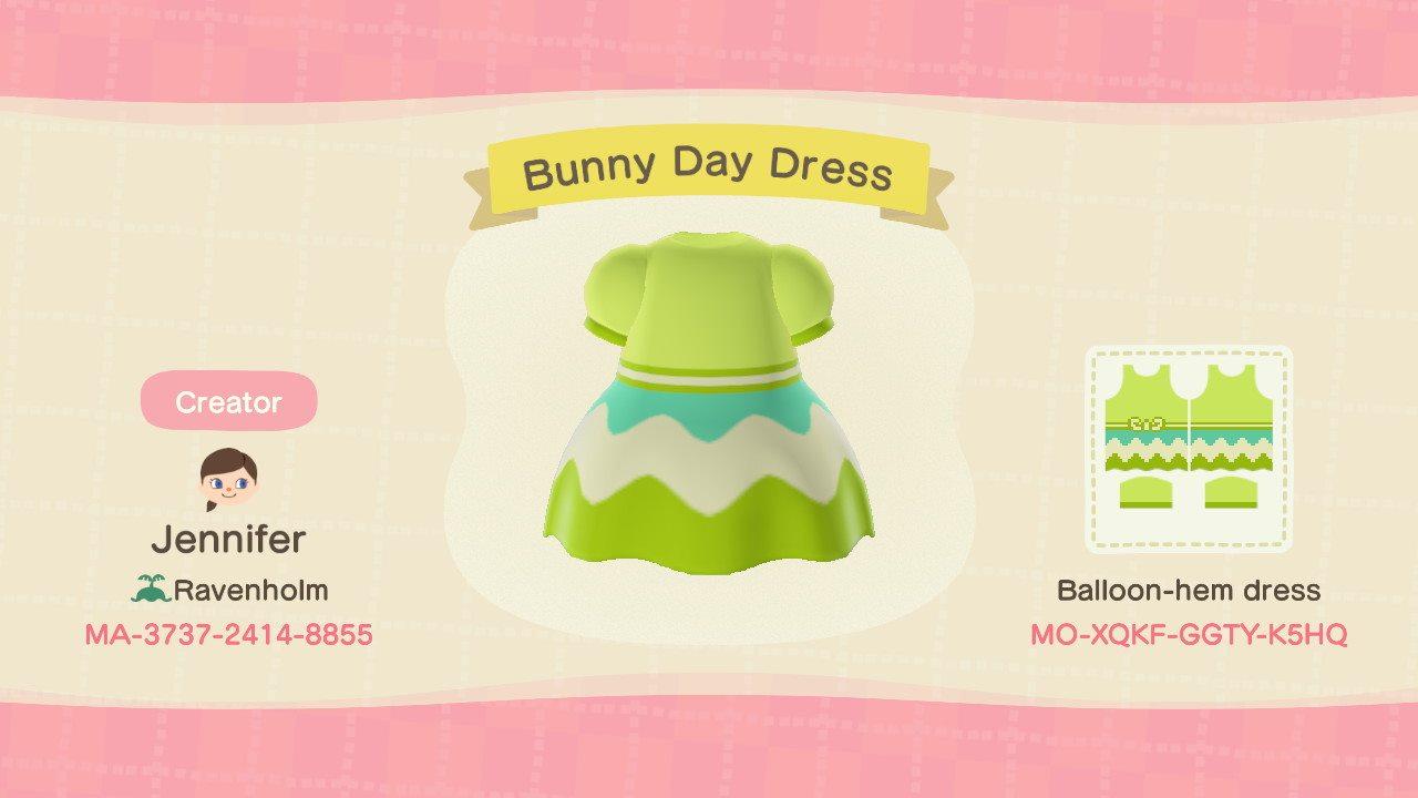 Animal Crossing Design Code: MO-XQKF-GGTY-K5HQ Bunny Day Dress