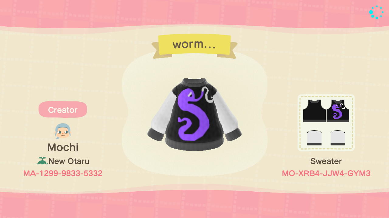 Animal Crossing Design Code: MO-XRB4-JJW4-GYM3 worm...