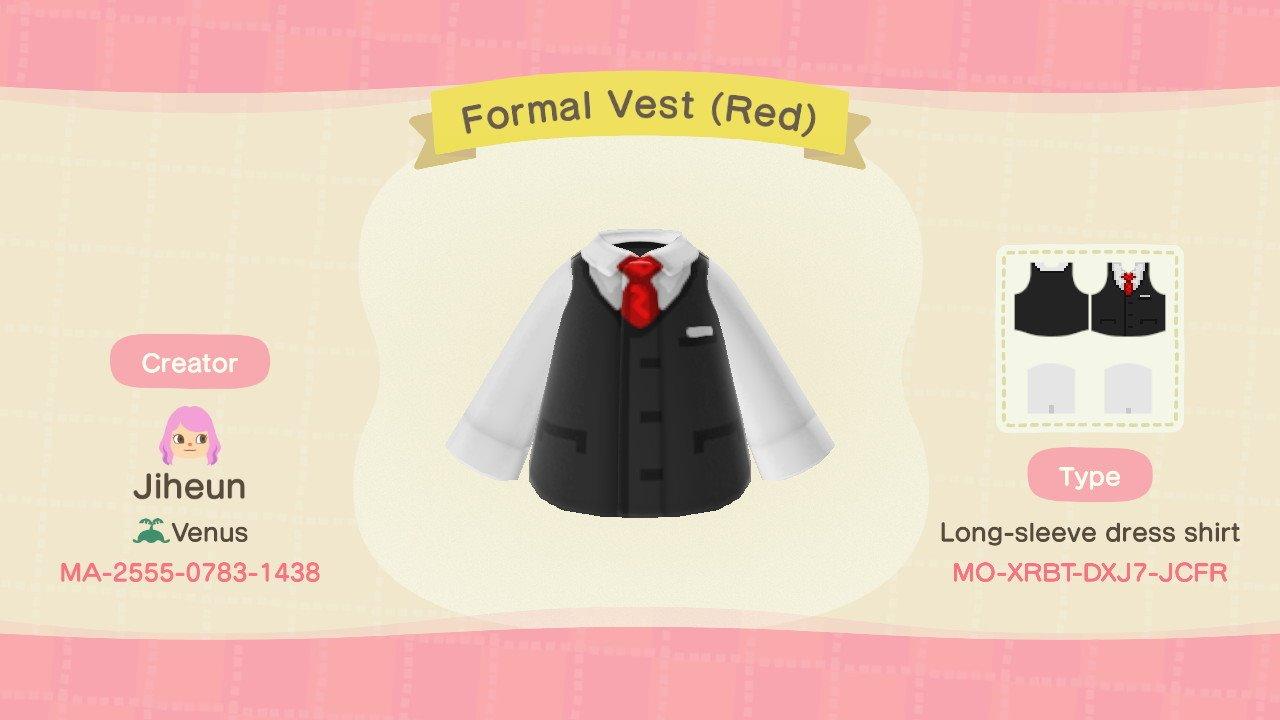 Animal Crossing Design Code: MO-XRBT-DXJ7-JCFR Formal Vest (Red)