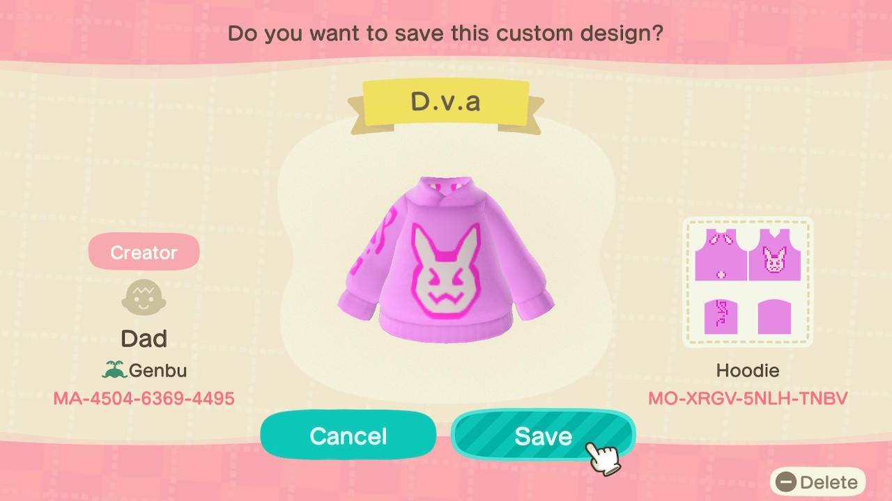 Animal Crossing Design Code: MO-XRGV-5NLH-TNBV DV.a