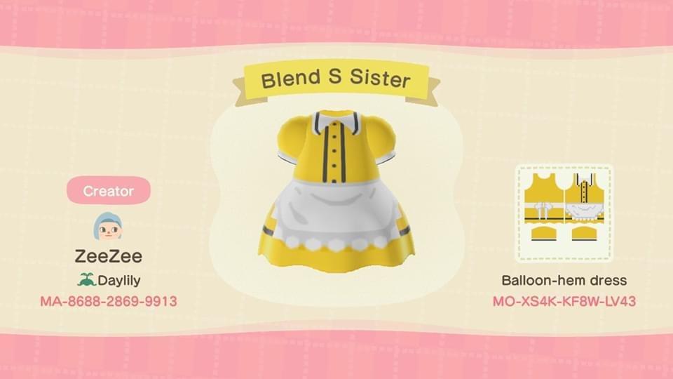 Animal Crossing Design Code: MO-XS4K-KF8W-LV43 Blend S Sister