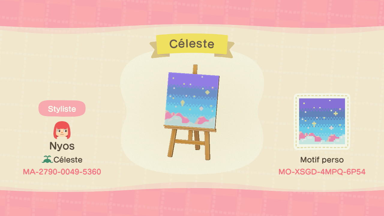 Animal Crossing Design Code: MO-XSGD-4MPQ-6P54 Céleste