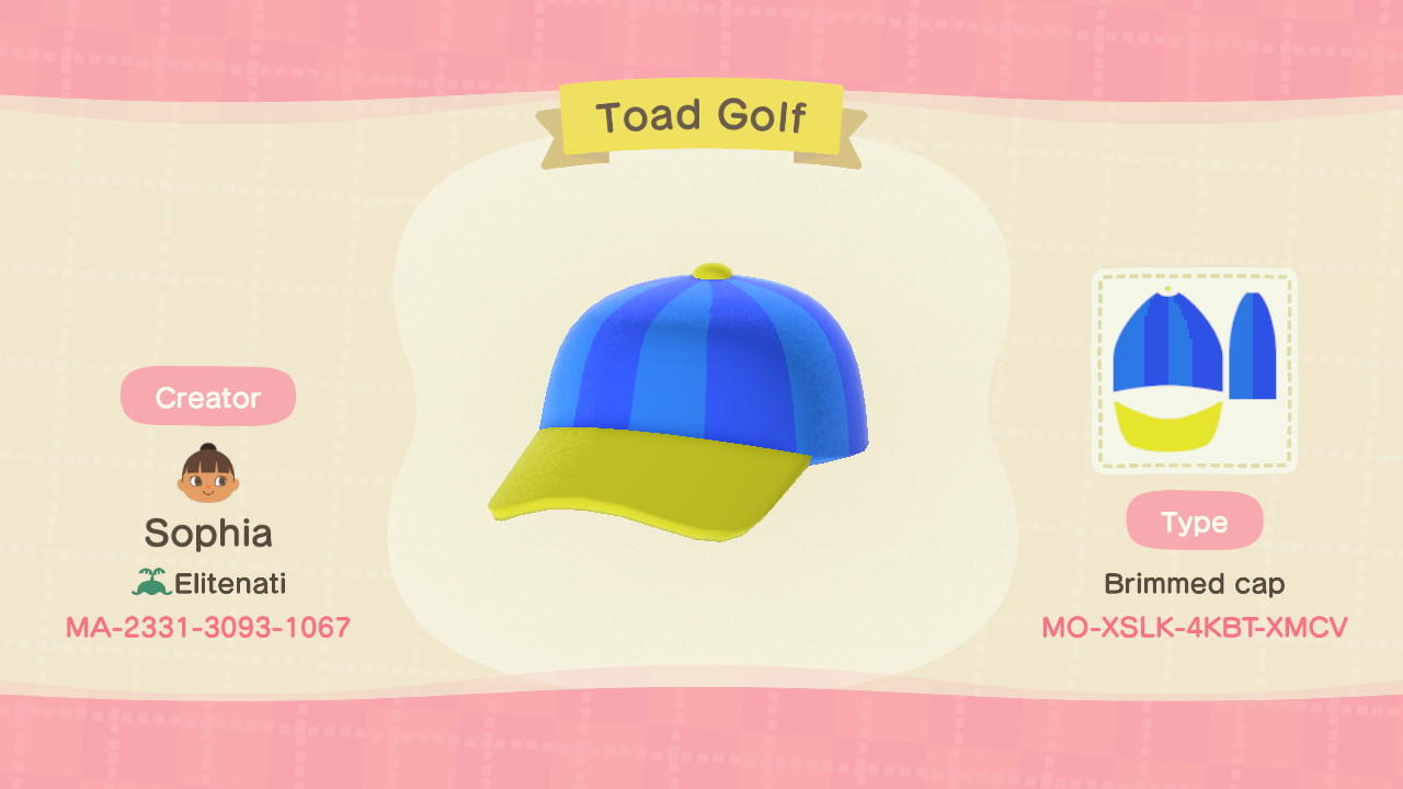 Animal Crossing Design Code: MO-XSLK-4KBT-XMCV Toad Golf