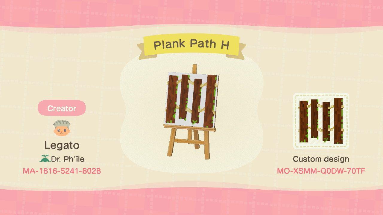 Animal Crossing Design Code: MO-XSMM-Q0DW-70TF Plank Path H