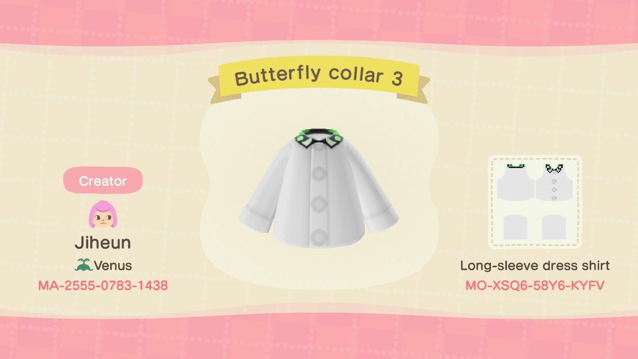 Animal Crossing Design Code: MO-XSQ6-58Y6-KYFV Butterfly Collar 3