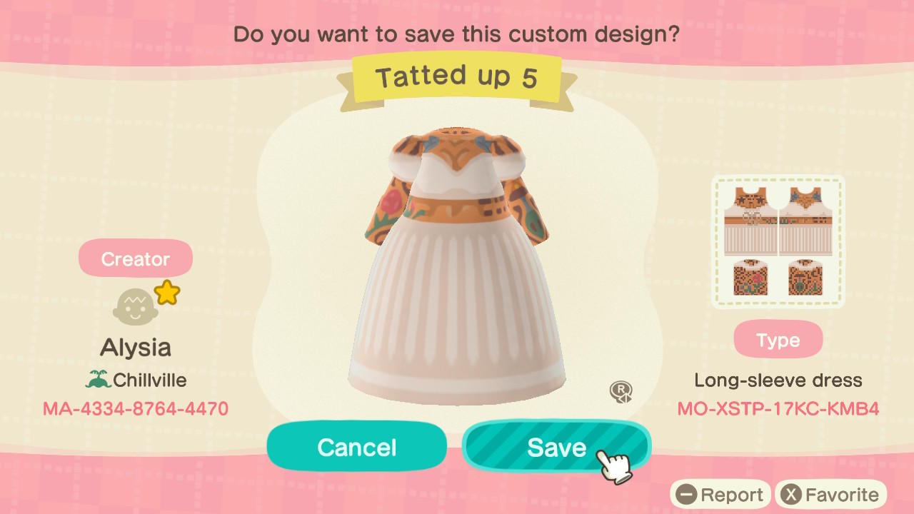 Animal Crossing Design Code: MO-XSRP-17KC-KMB4 Tatted Up 5