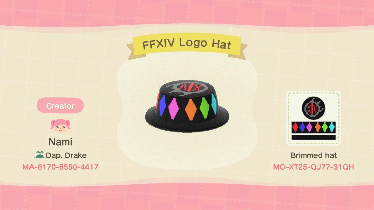 Animal Crossing Design Code: MO-XT25-QJ77-31QH FFXIV Logo Hat