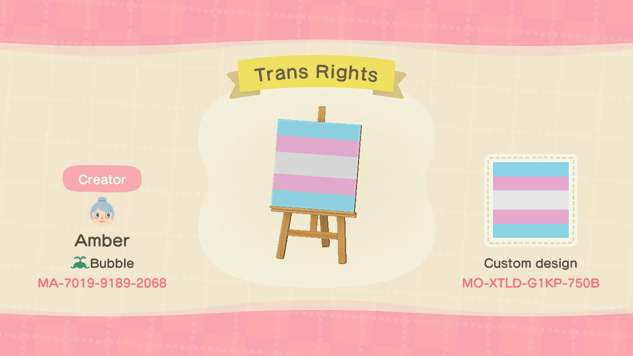 Animal Crossing Design Code: MO-XTLD-G1KP-750B Trans Rights