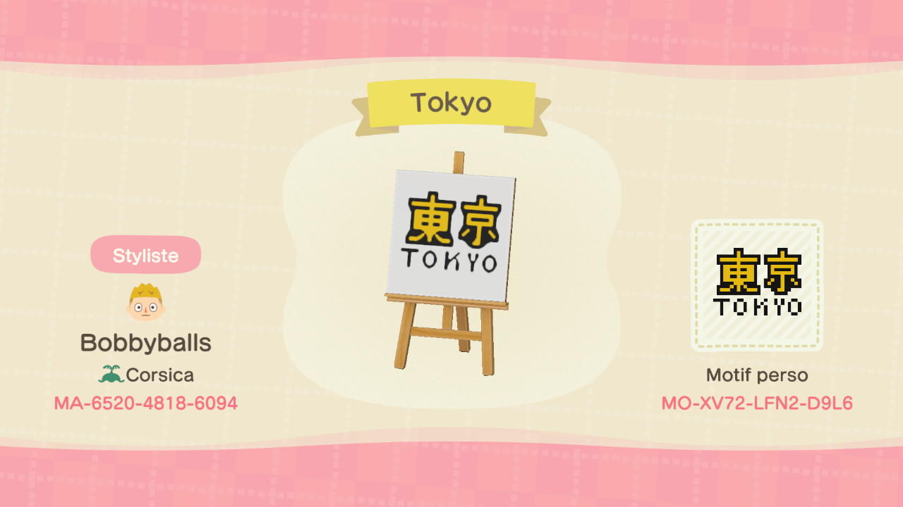 Animal Crossing Design Code: MO-XV72-LFN2-D9L6 Tokyo