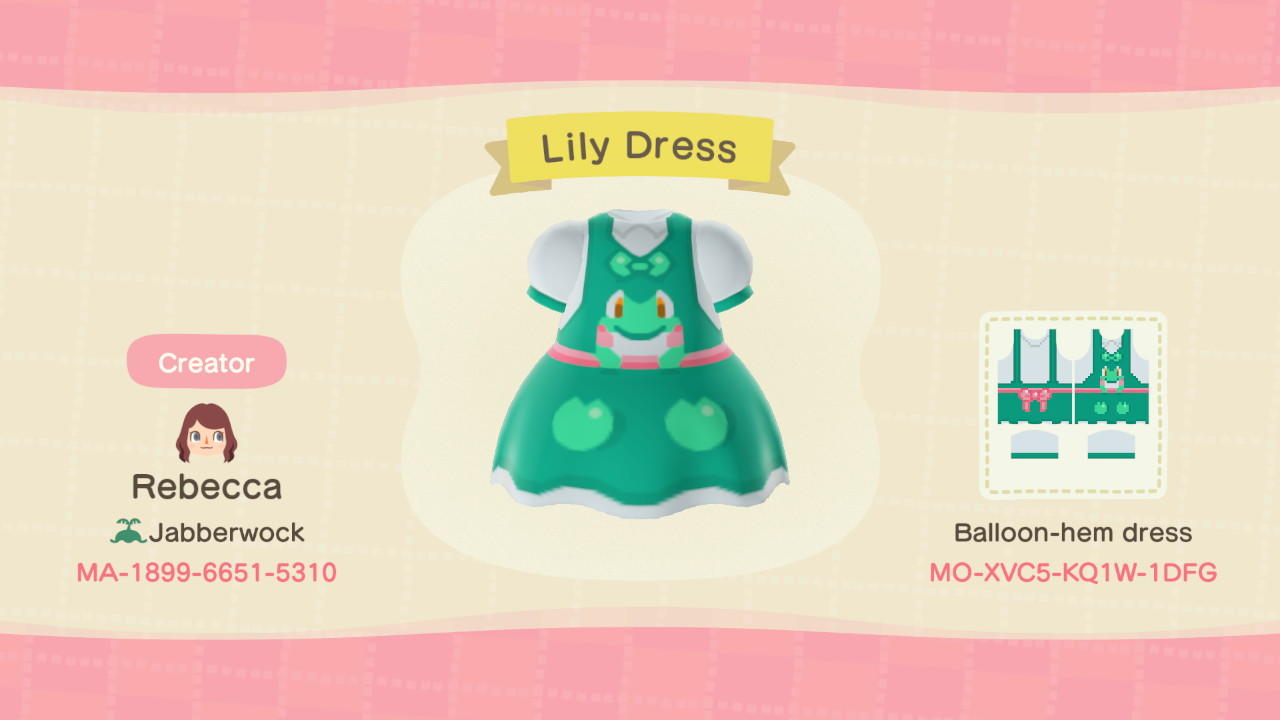 Animal Crossing Design Code: MO-XVC5-KQ1W-1DFG Lily Dress