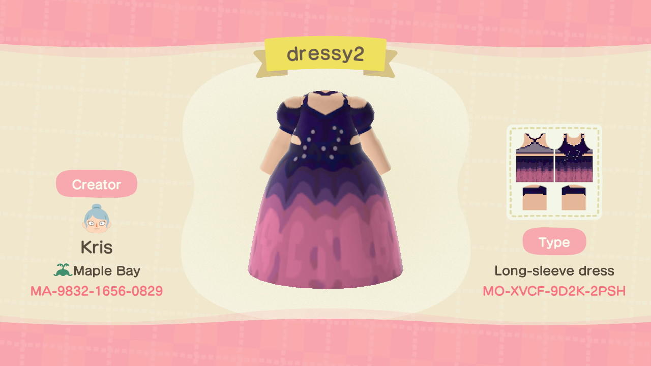 Animal Crossing Design Code: MO-XVCF-9D2K-2PSH AC Harvest Dress