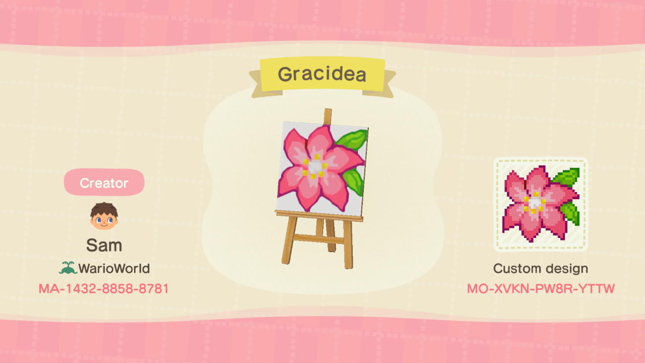 Animal Crossing Design Code: MO-XVKN-PW8R-YTTW Gracidea
