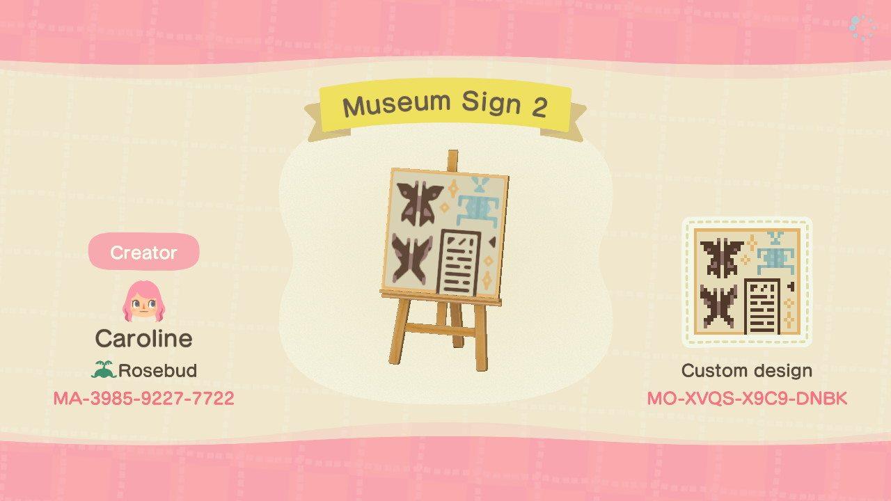 Animal Crossing Design Code: MO-XVQS-X9C9-DNBK Museum Sign