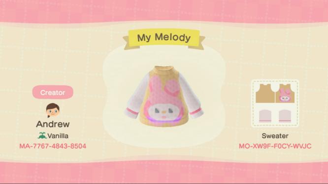 Animal Crossing Design Code: MO-XW9F-F0CY-WVJC My Melody