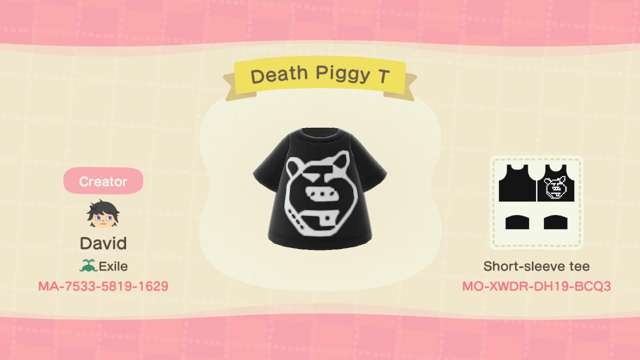 Animal Crossing Design Code: MO-XWDR-DH19-BCQ3 Death Piggy T