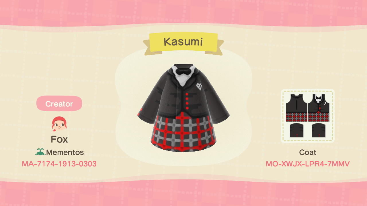 Animal Crossing Design Code: MO-XWJX-LPR4-7MMV Kasumi