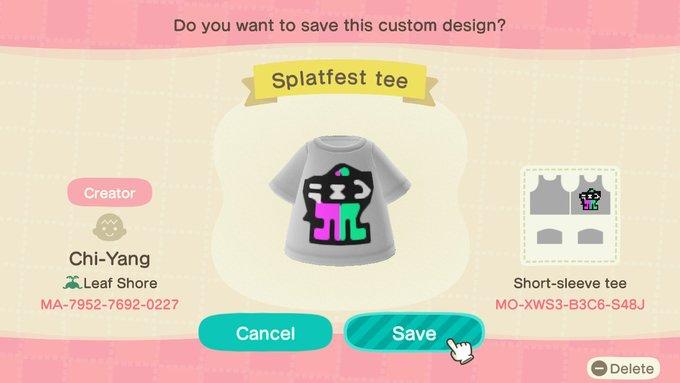 Animal Crossing Design Code: MO-XWS3-B3C6-S48J Splatfest Tee
