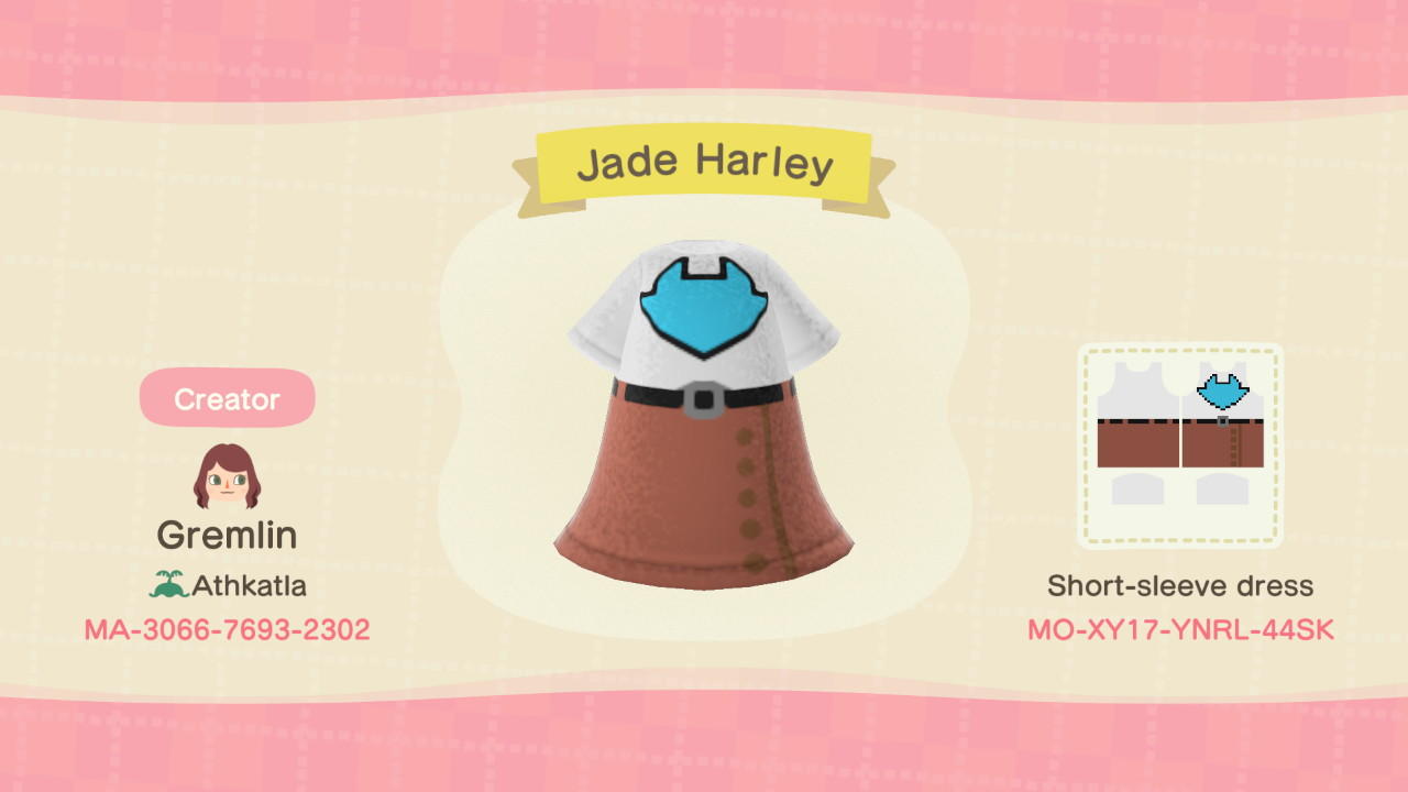 Animal Crossing Design Code: MO-XY17-YNRL-44SK Jade Harley