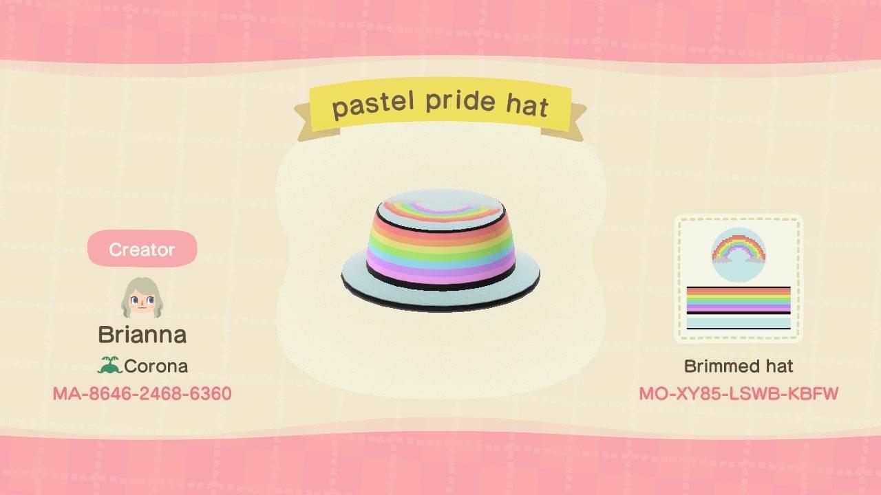 Animal Crossing Design Code: MO-XY85-LSWB-KBFW Pastel pride hat