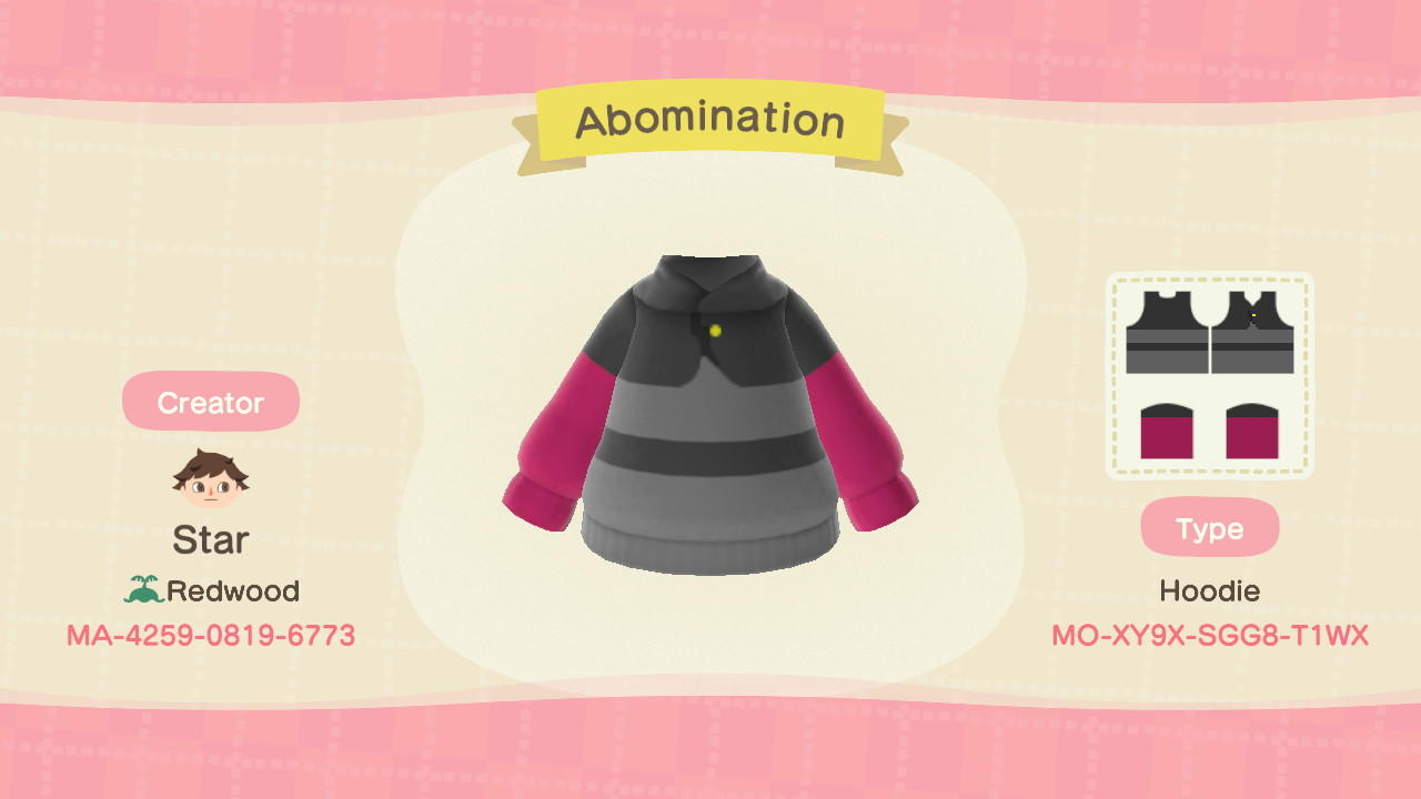 Animal Crossing Design Code: MO-XY9X-SGG8-T1WX Abomination