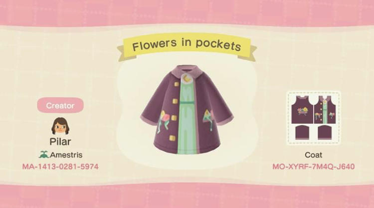 Animal Crossing Design Code: MO-XYRF-7M4Q-J640 Flowers in Pockets