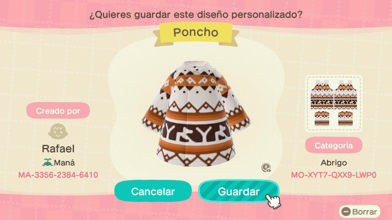 Animal Crossing Design Code: MO-XYT7-QXX9-LWP0 Poncho