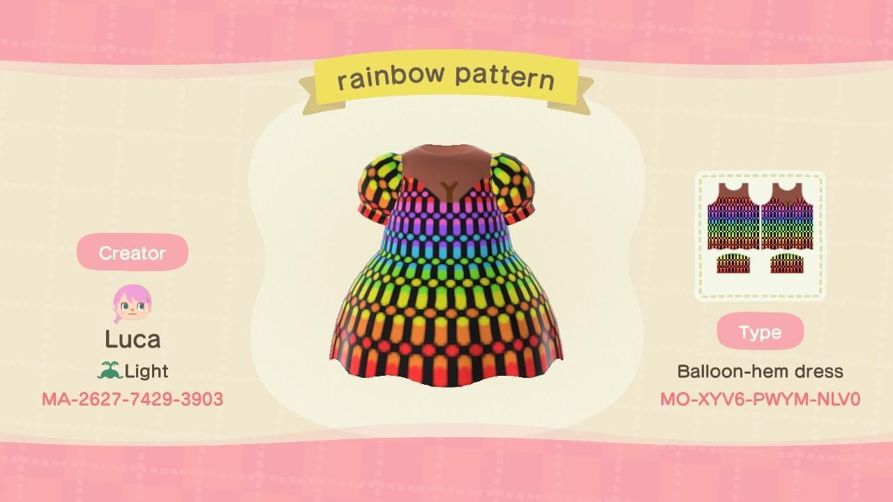 Animal Crossing Design Code: MO-XYV6-PWYM-NLV0 Rainbow Pattern