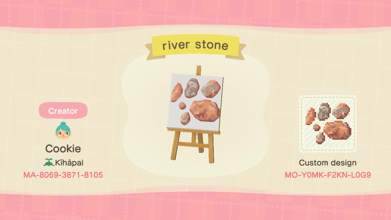 Animal Crossing Design Code: MO-Y0MK-F2KN-L0G9 river stone