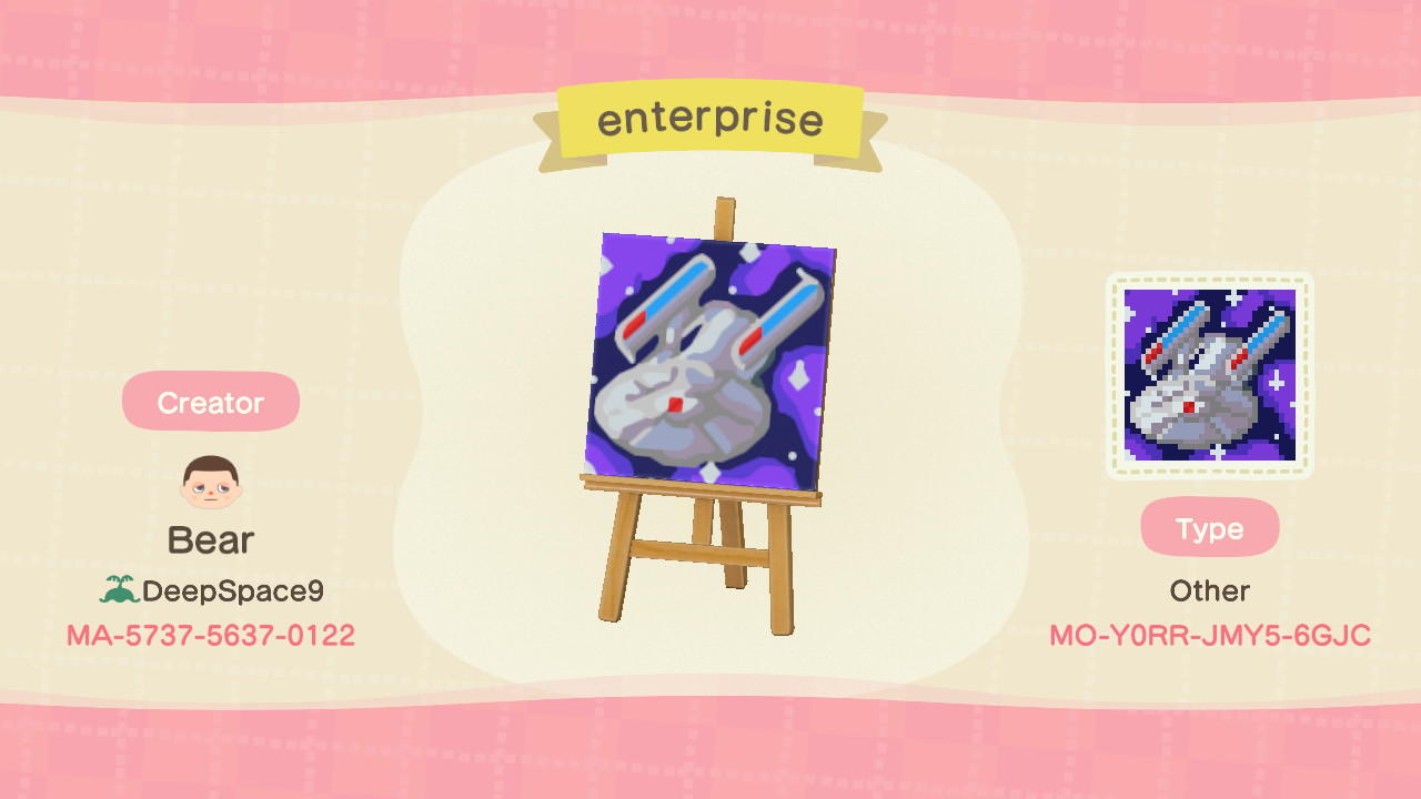 Animal Crossing Design Code: MO-Y0RR-JMY5-6GJC USS Enterprise