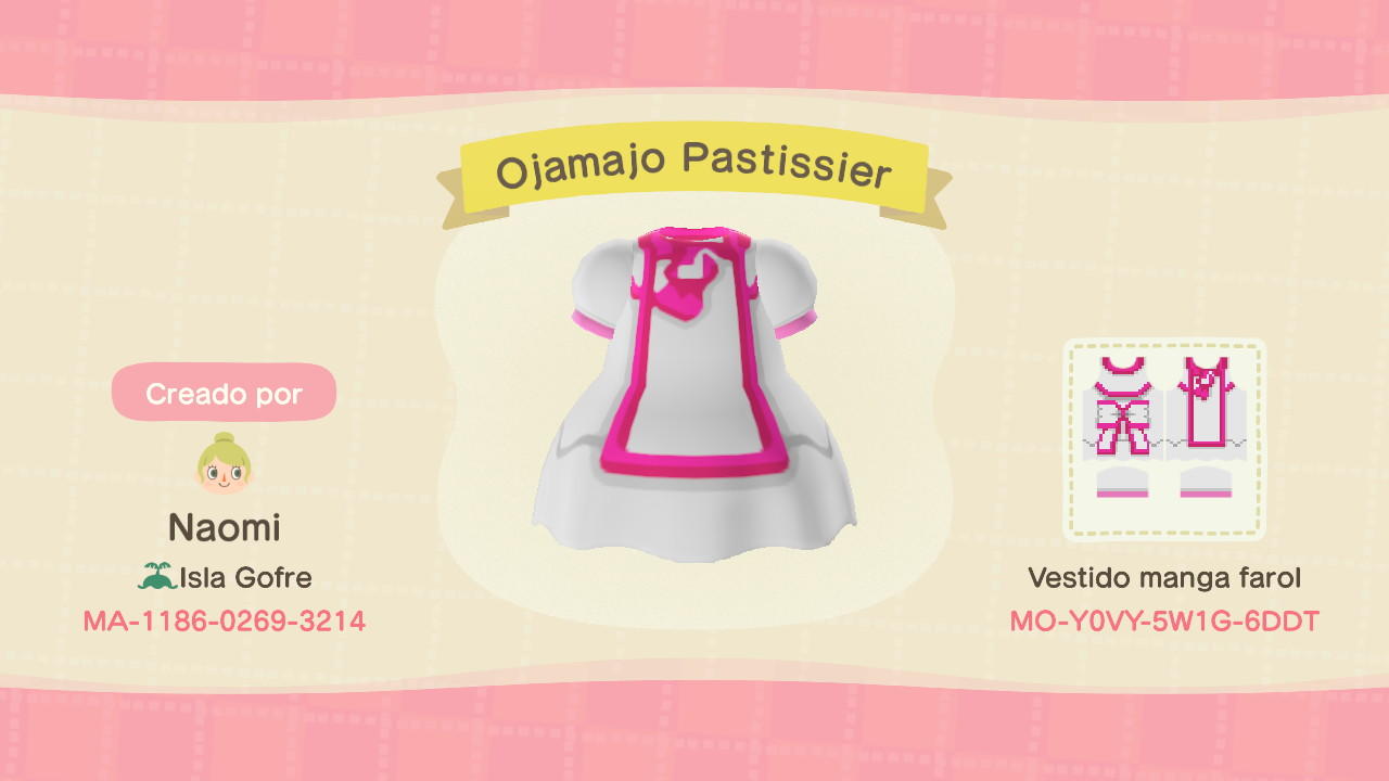 Animal Crossing Design Code: MO-Y0VY-5W1G-6DDT Ojamajo Pastissier