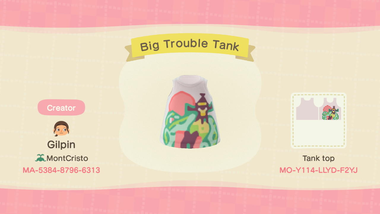 Animal Crossing Design Code: MO-Y114-LLYD-F2Y7 Trouble Tank
