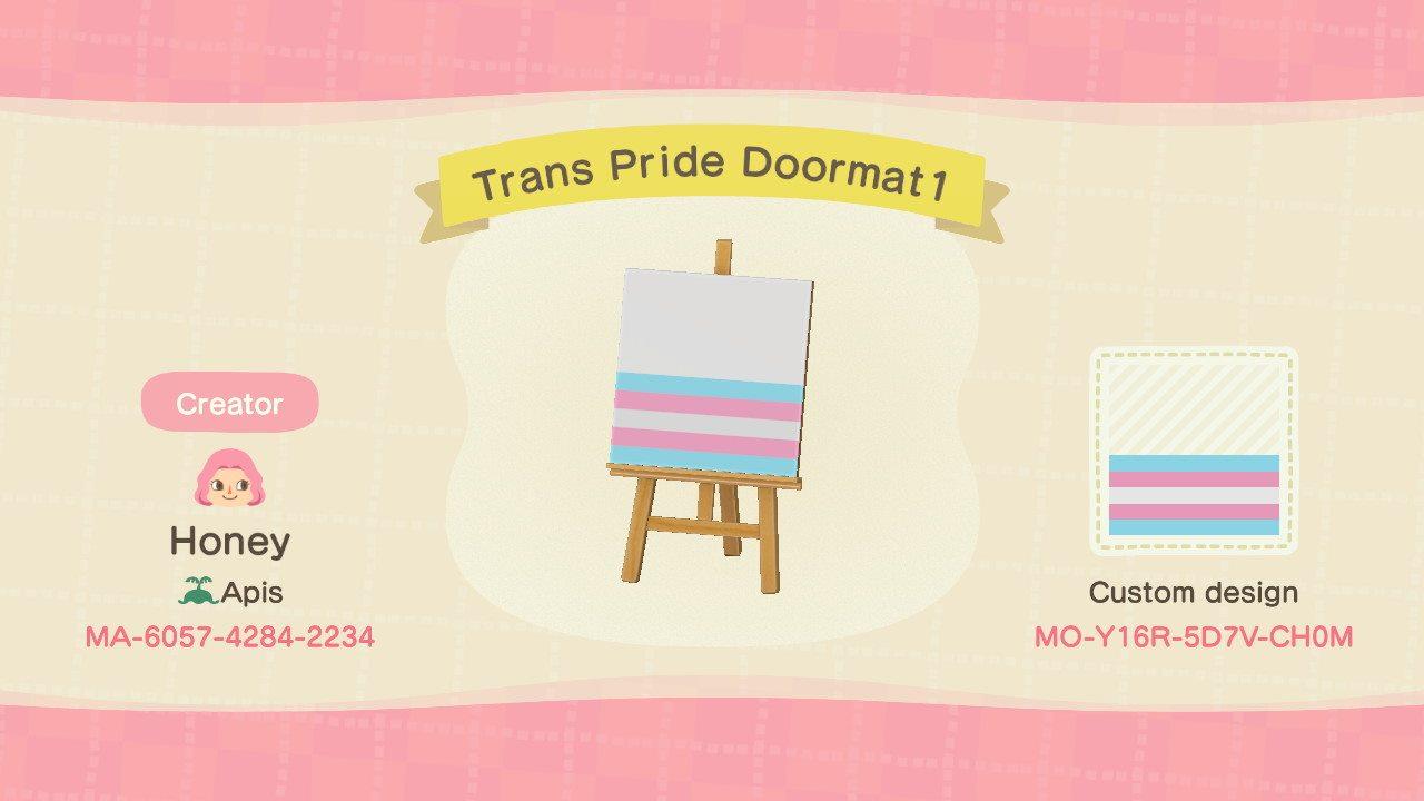 Animal Crossing Design Code: MO-Y16R-5D7V-CH0M Trans Pride Doormat1