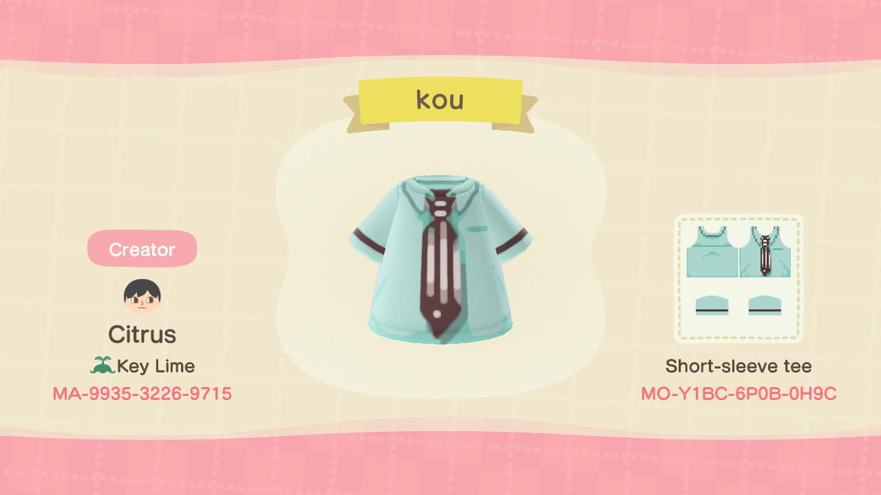 Animal Crossing Design Code: MO-Y1BC-6P0B-0H9C kou