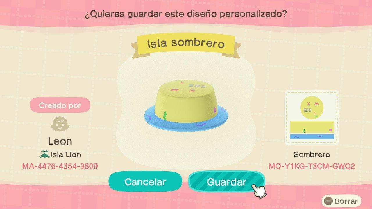 Animal Crossing Design Code: MO-Y1KG-T3CM-GWQ2 isla sombrero