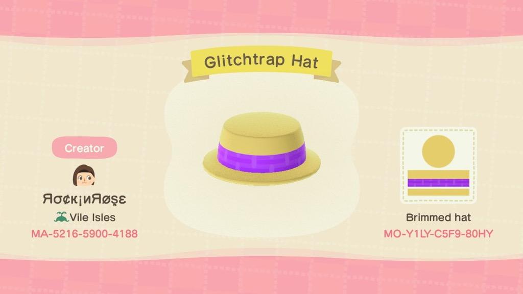 Animal Crossing Design Code: MO-Y1LY-C5F9-80HY Glitchtrap Hat