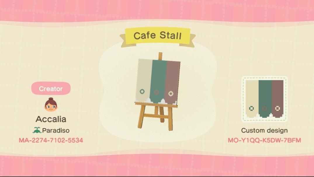 Animal Crossing Design Code: MO-Y1QQ-K5DW-7BFM Cafe Stall