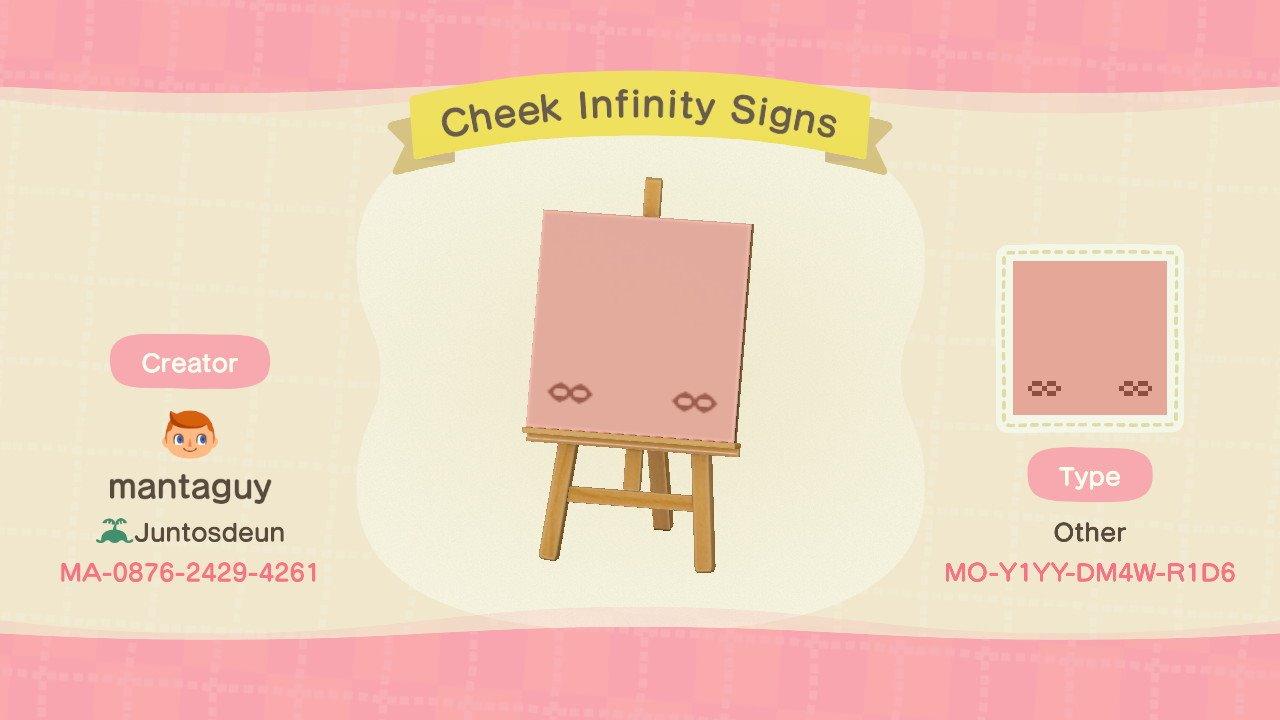 Animal Crossing Design Code: MO-Y1YY-DM4W-R1D6 Cheek Infinity Signs