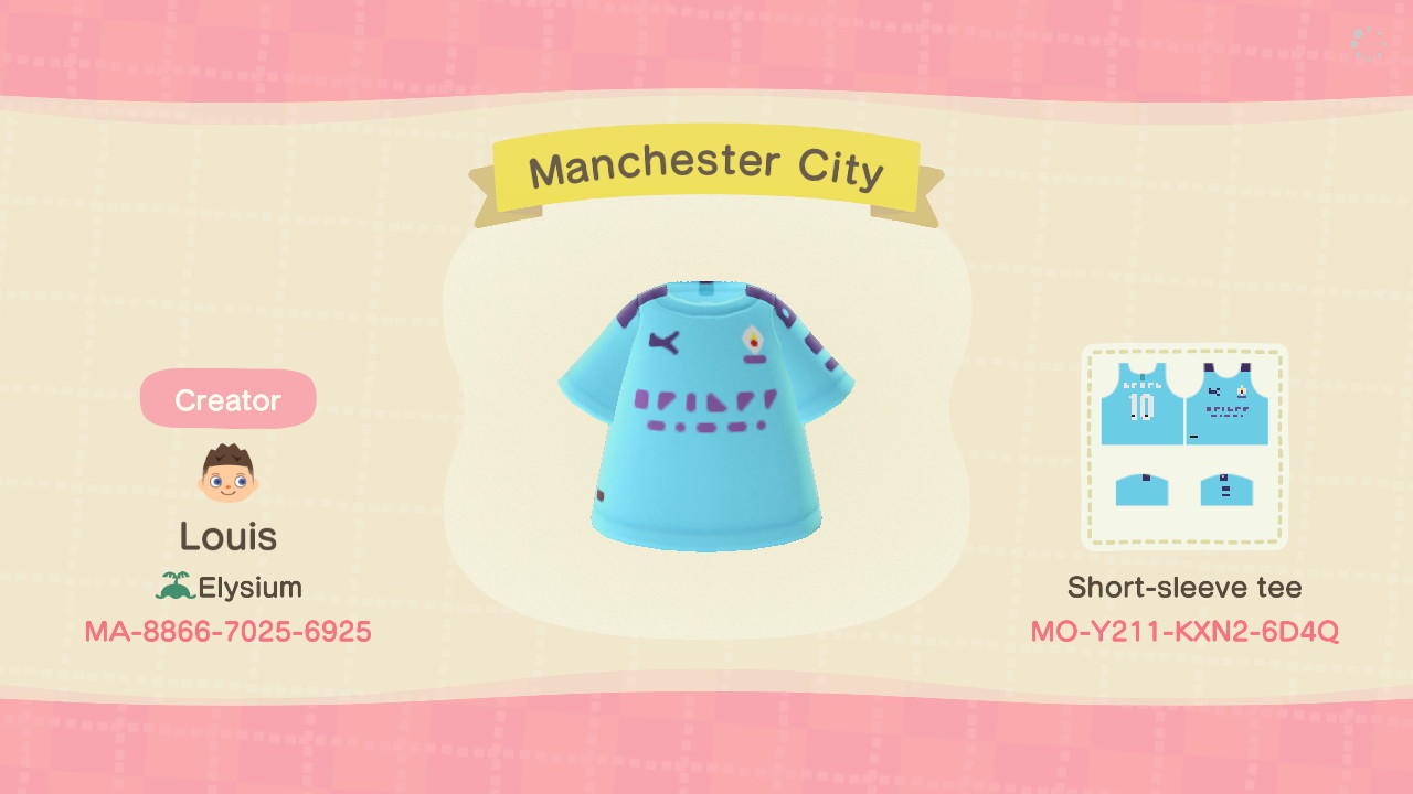 Animal Crossing Design Code: MO-Y211-KXN2-6D4Q Manchester City