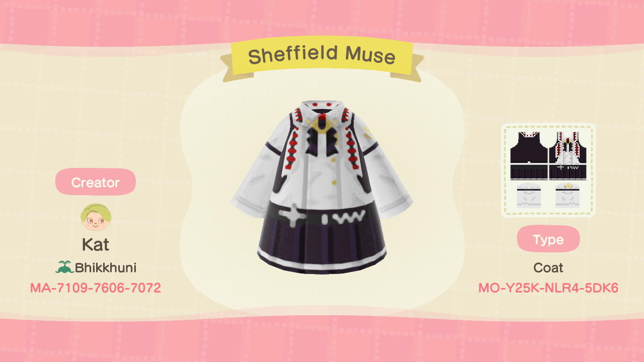 Animal Crossing Design Code: MO-Y25K-NLR4-5DK6 Sheffield Muse (AL)